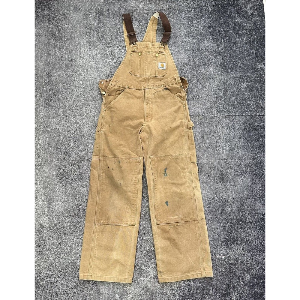 Men's Vintage Y2K Carhartt Relaxed Fit Double Knee Duck Bib Overalls Sz 30 X 30